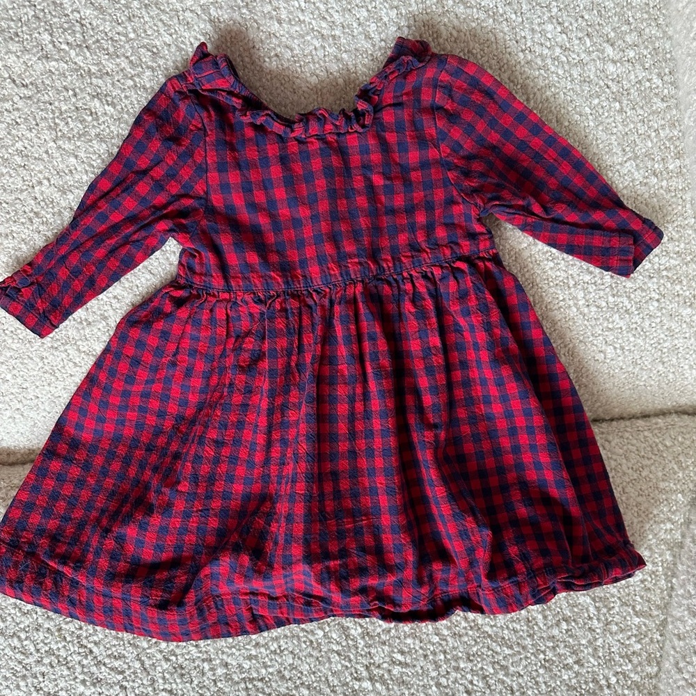 Pink Chicken Red and navy Plaid Kids Dress